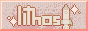 lithos website button: pink and orange speckled background with pixelated text reading lithos and a tiny rocket with sparkles