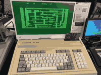 A soviet computer using the flat Raspberry Pi display, which created a surprisingly crisp monochrome green image.