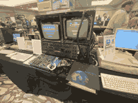 the PAT9000 Atari arcade service machine, a giant, hulking machine with multiple monitors and gobs of cables that looks like something out of cyberpunk fiction.